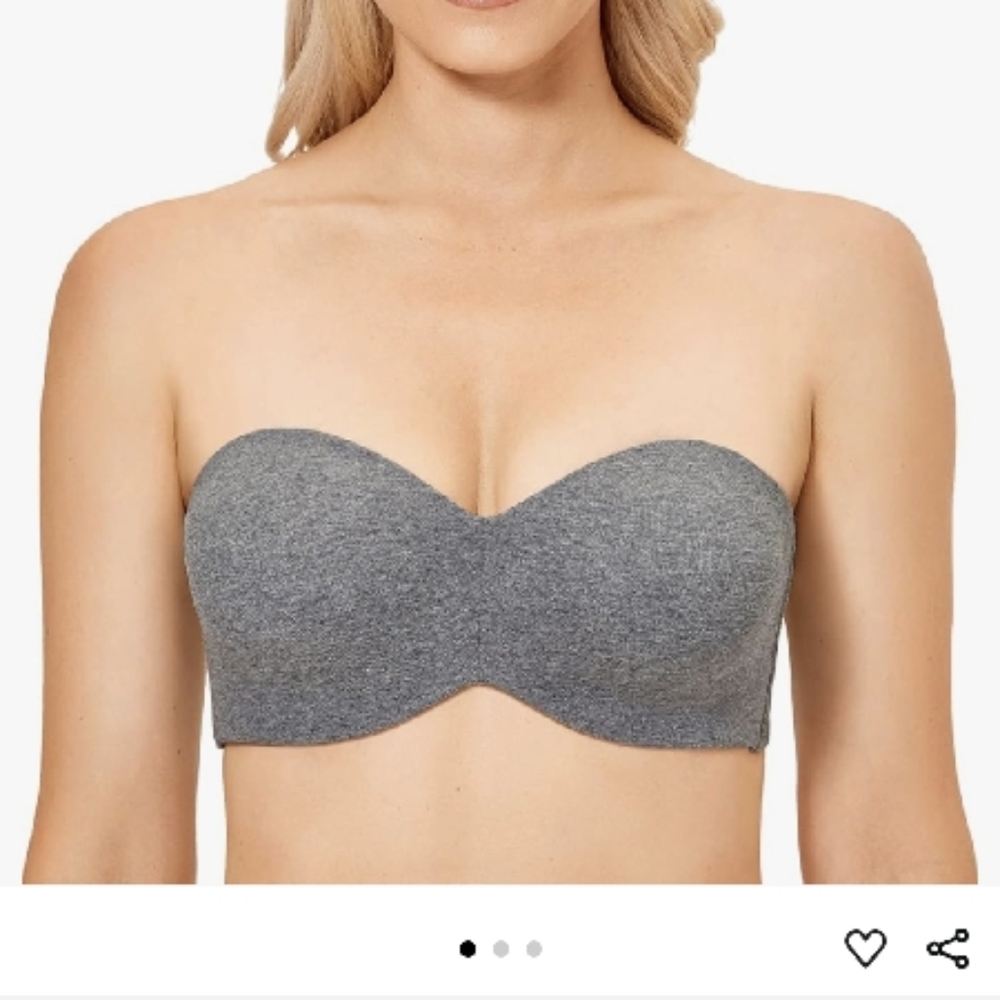 Heather Gray Strapless Bra Cotton